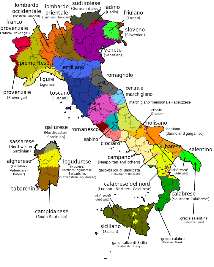 Italien Karta Språk